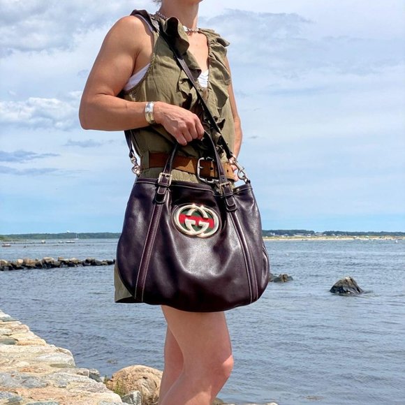 Gucci Handbags - New, Gucci Britt, Interlocking GG Web 2 Way Satchel Crossbody